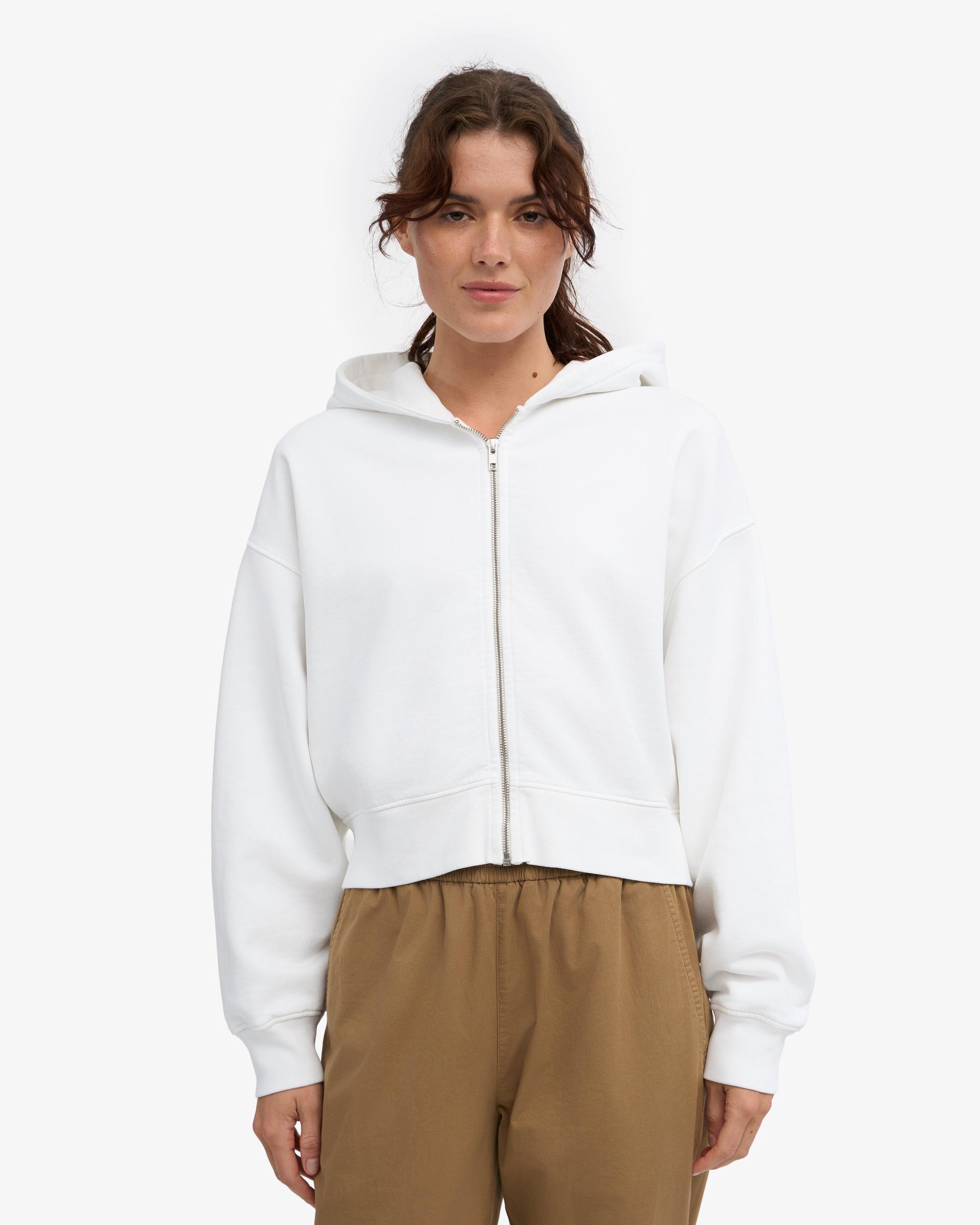 Organic Crop Zip Hood - Optical White Product Image