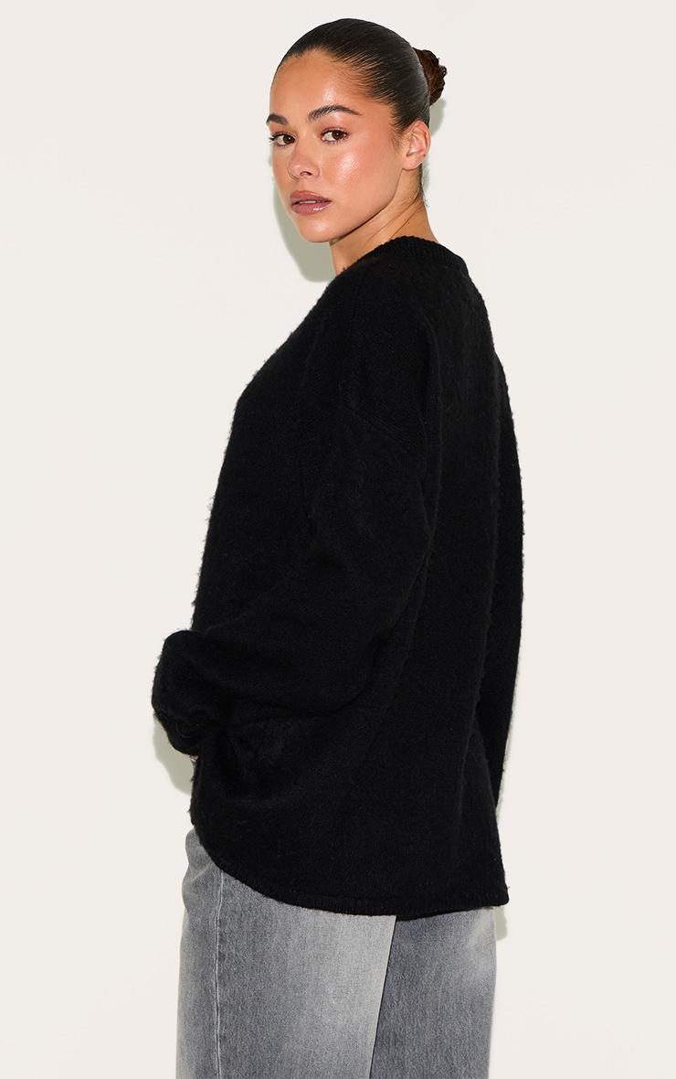 Black Soft Knit Oversized Sweater Product Image