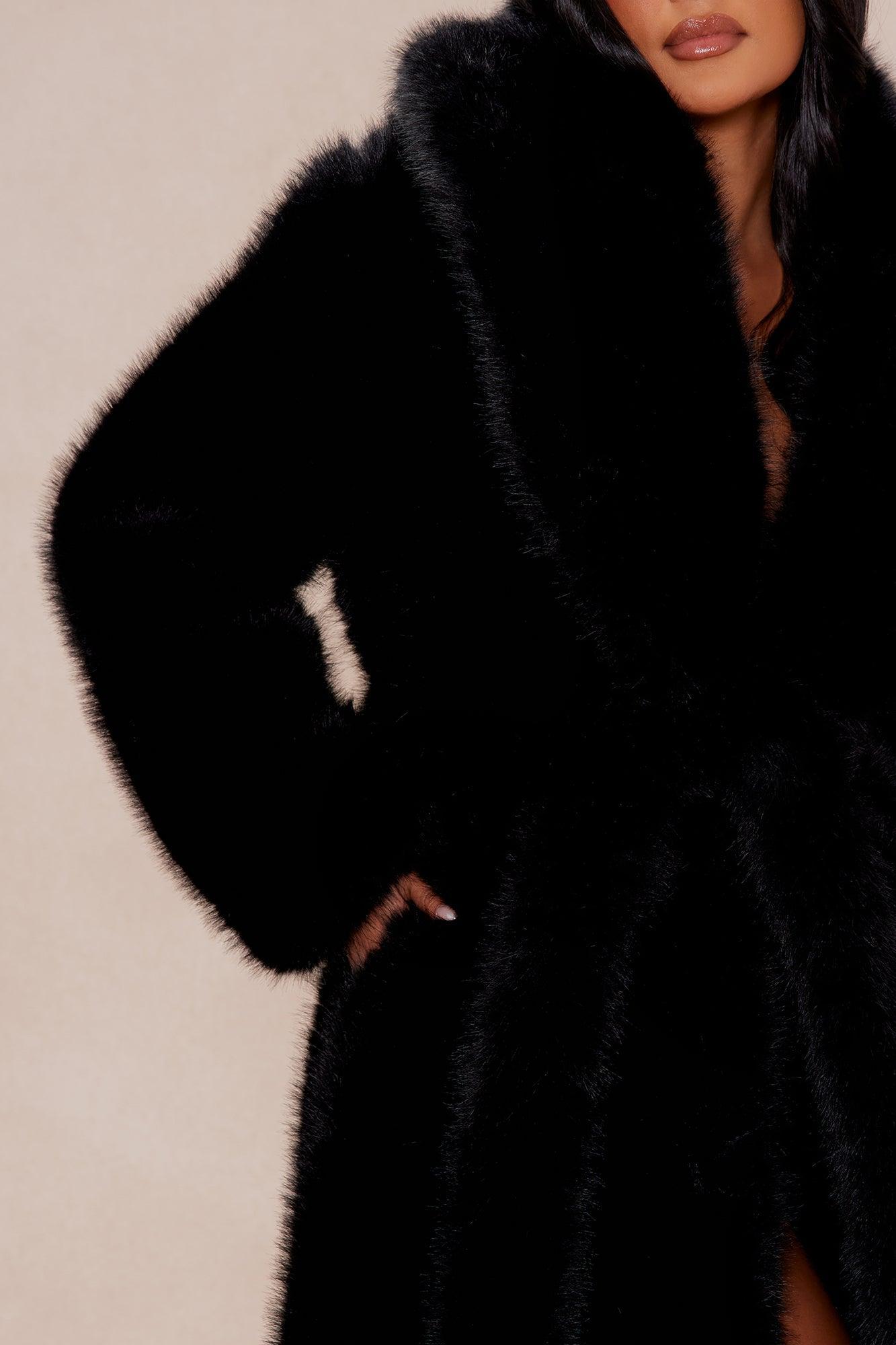 Madison Faux Fur Coat - Black Product Image