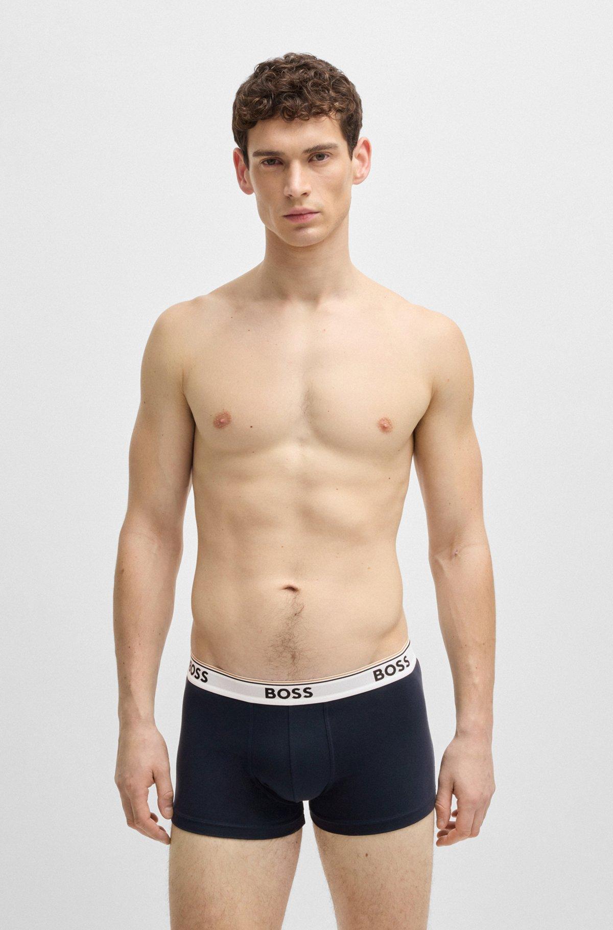 Three-pack of logo-waistband trunks in stretch cotton Product Image
