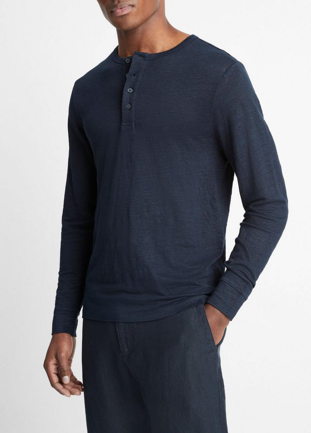 Linen Long-Sleeve Henley Product Image