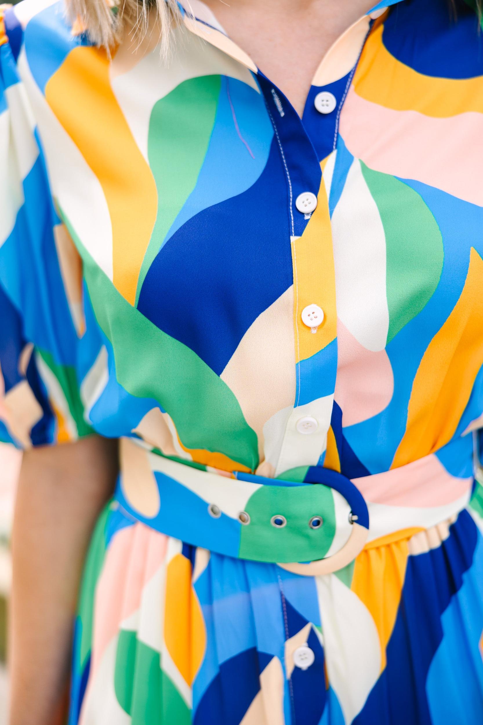 Get The Look Blue Abstract Midi Dress Female Product Image