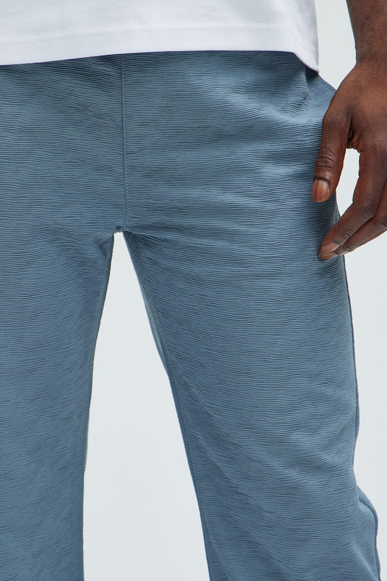 Blaze Textured Straight Pants - Blue Product Image