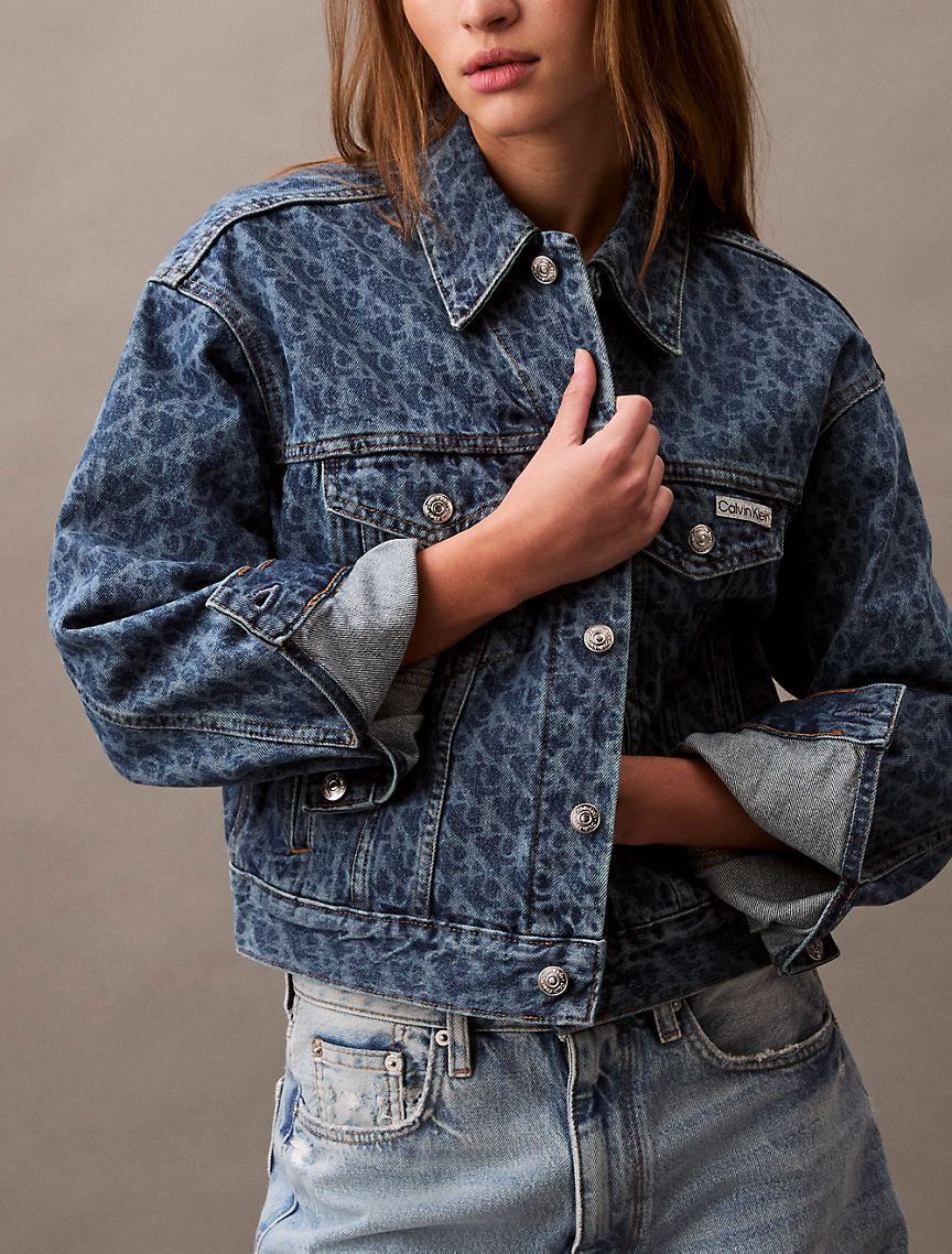 90s Allover Monogram Denim Trucker Jacket Product Image