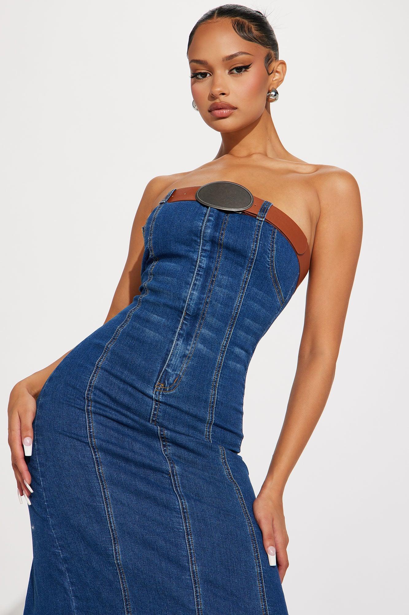 Kelly Denim Maxi Dress - Medium Wash Product Image