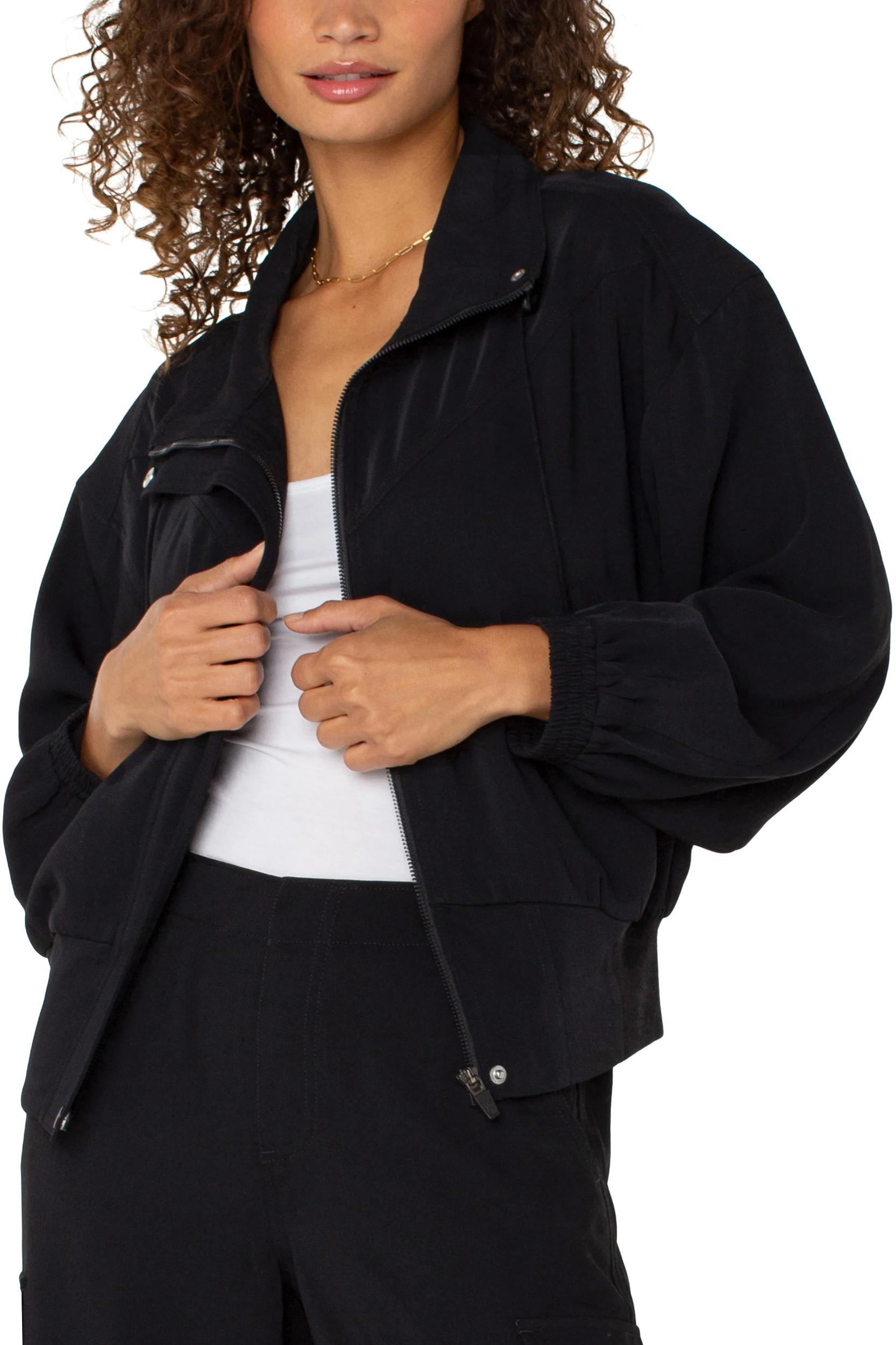 Zip Up Dolman Jacket- Black Product Image