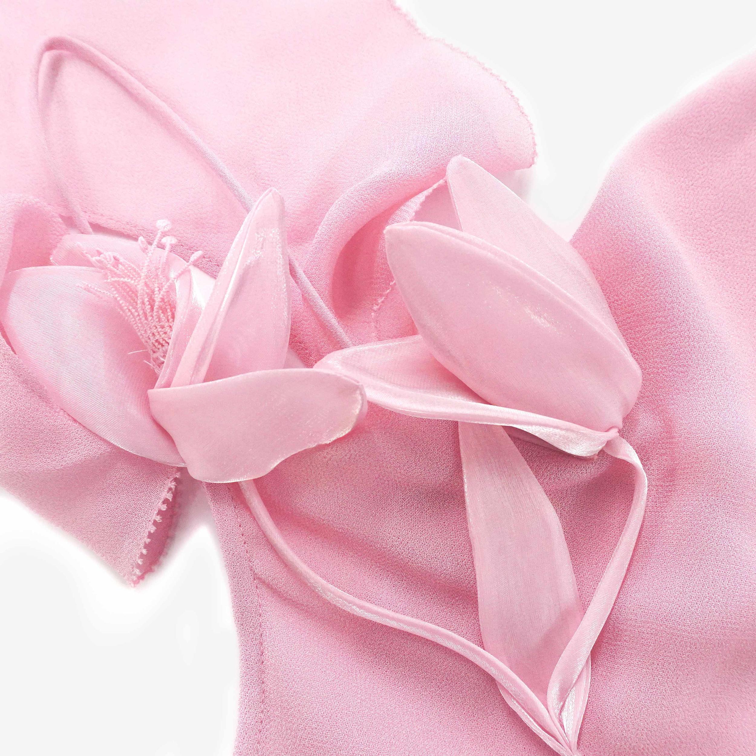 Pink Georgette Flower Maxi Dress Product Image