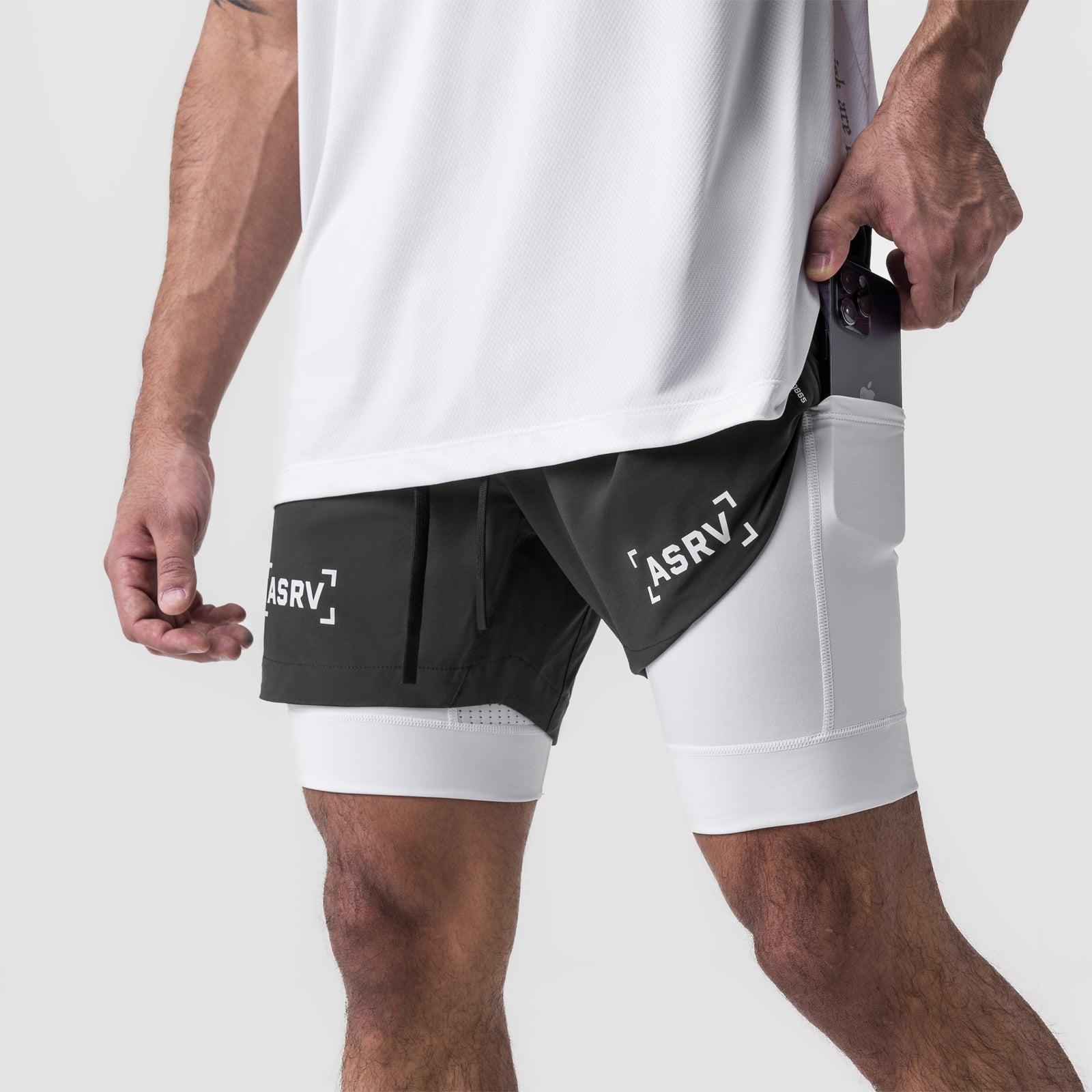 0865. Tetra-Lite® 5" Liner Short - Navy "Bracket"/White Male Product Image