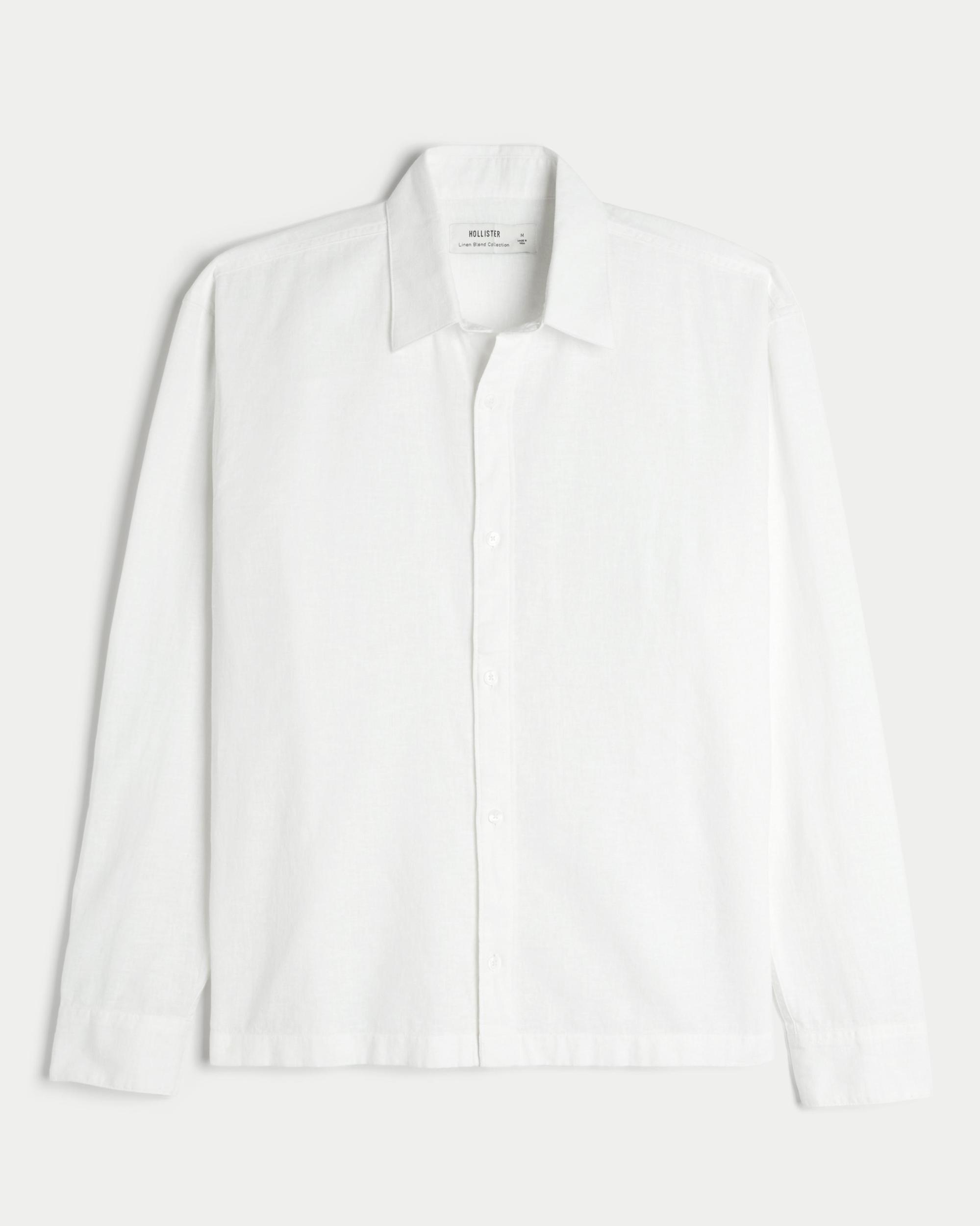 Linen-Blend Button-Through Shirt Product Image