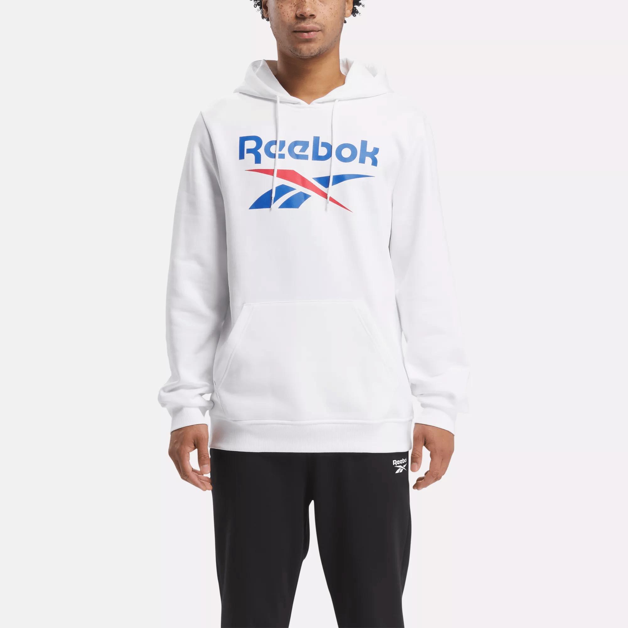 Men's Reebok Identity Fleece Stacked Logo Pullover Hoodie Male Product Image