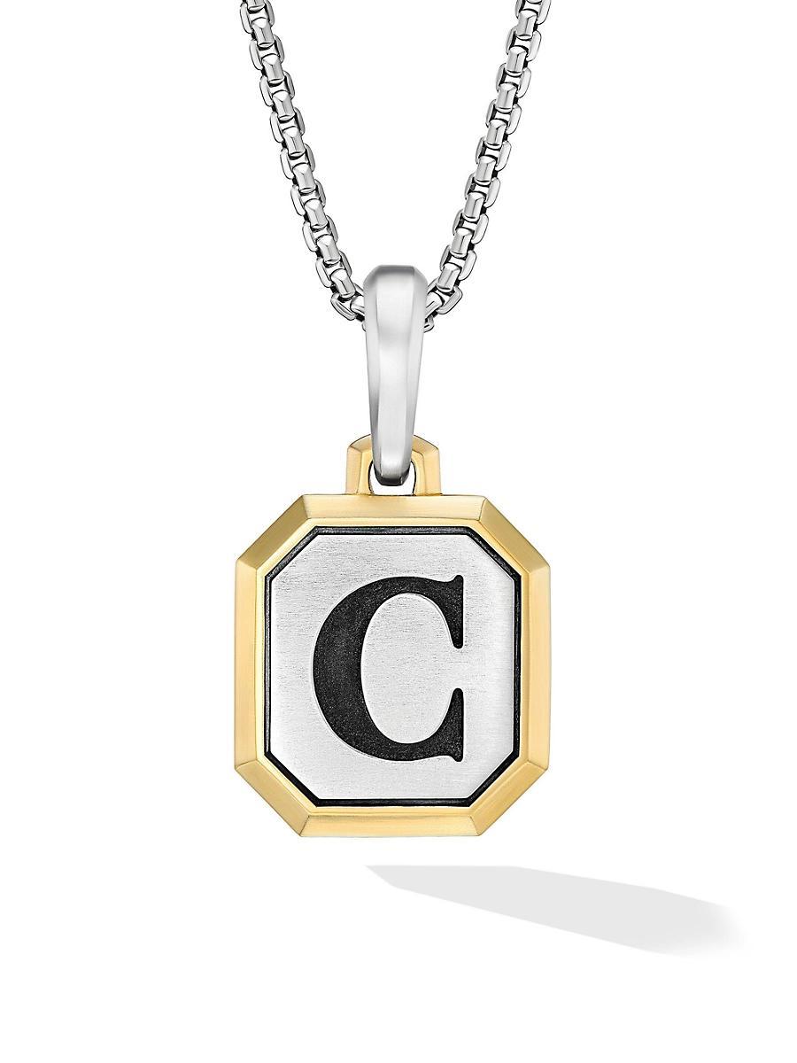 Mens Initial Amulet in Sterling Silver Product Image