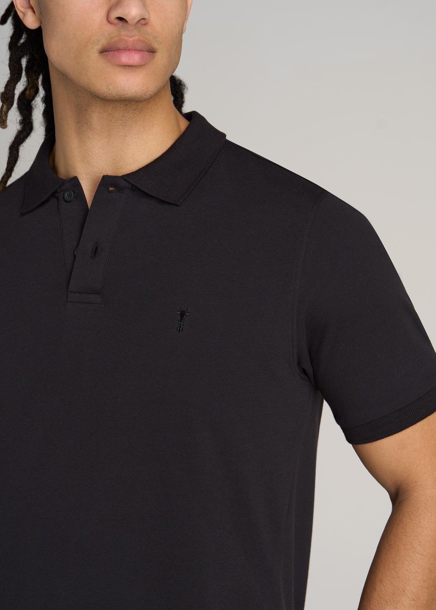 Men's Tall Classic Polo with Embroidered Logo in Grey Blue Product Image