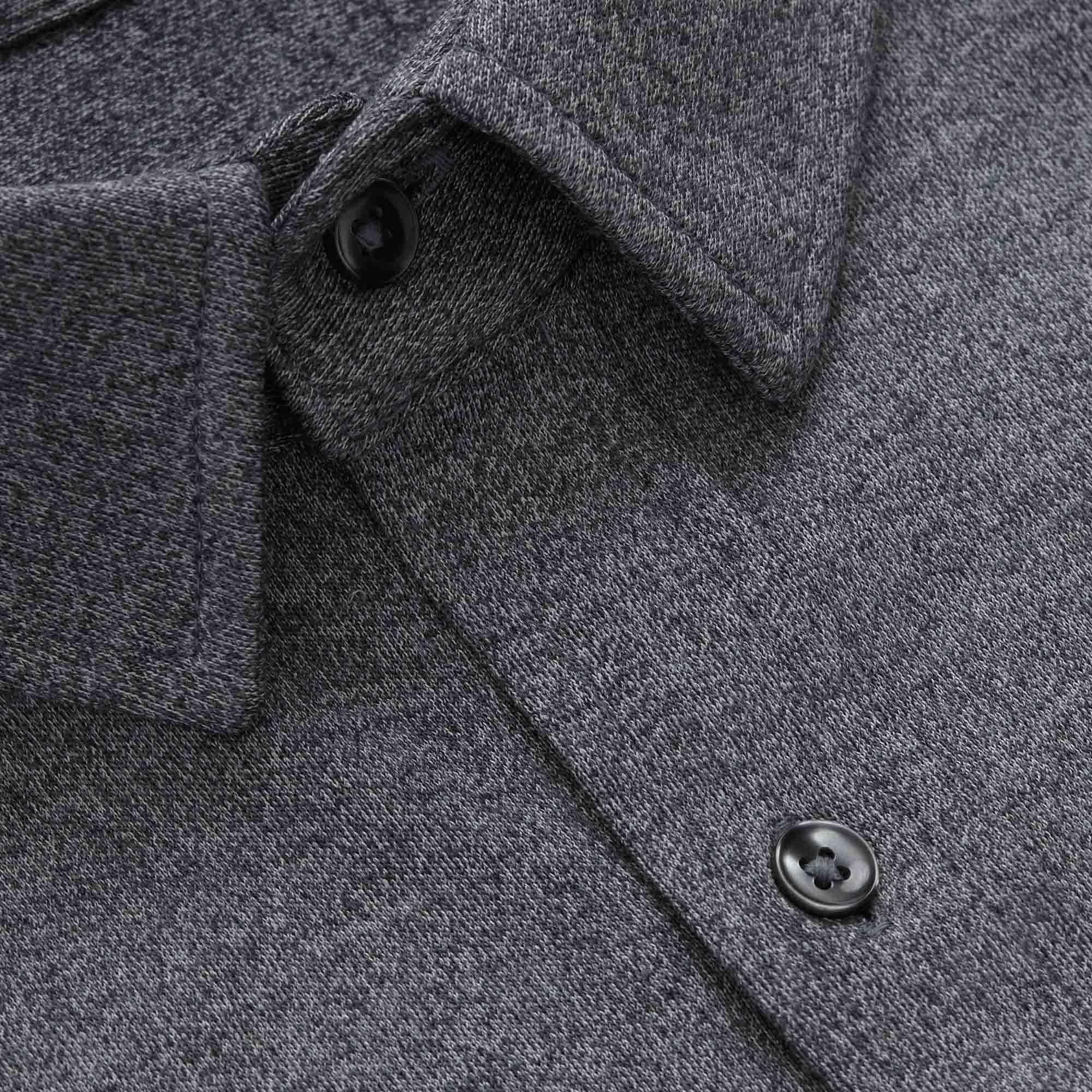 Merino Wool Interlock Button-Down | Charcoal Heather Product Image