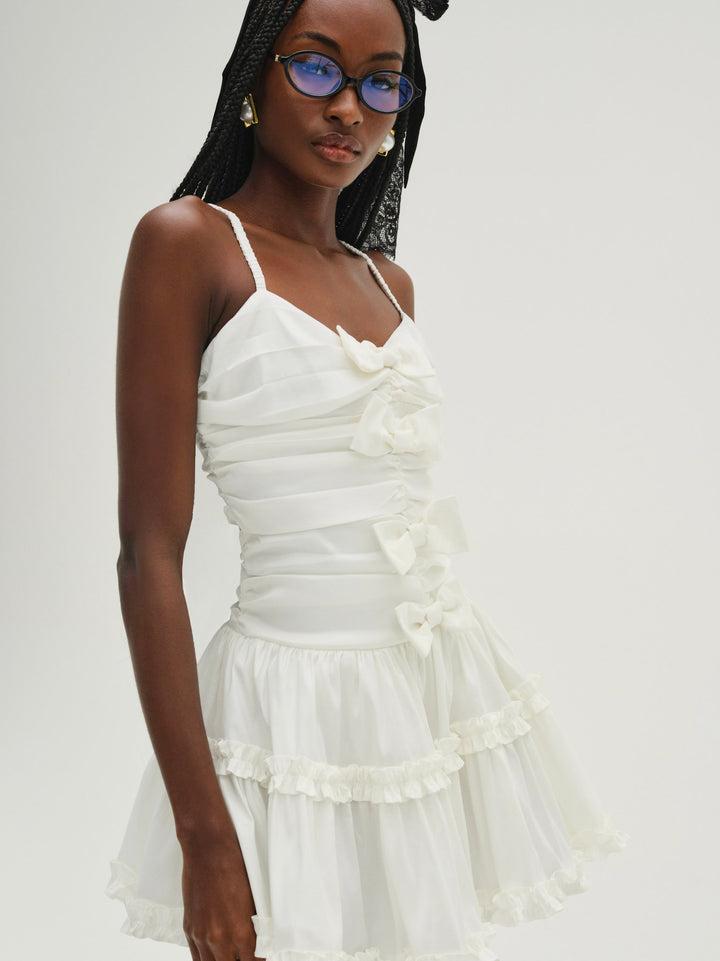 Whipped Cream Taffeta Mini Dress — White Product Image