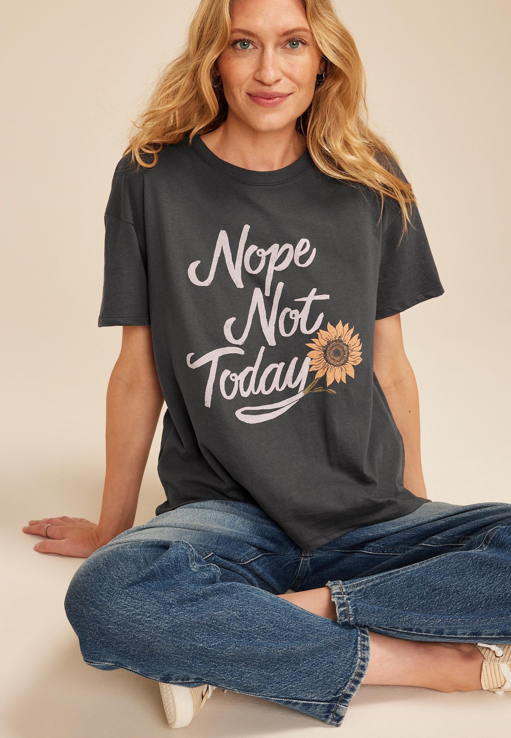 Nope Not Today Sunflower Relaxed Fit Graphic Tee Product Image