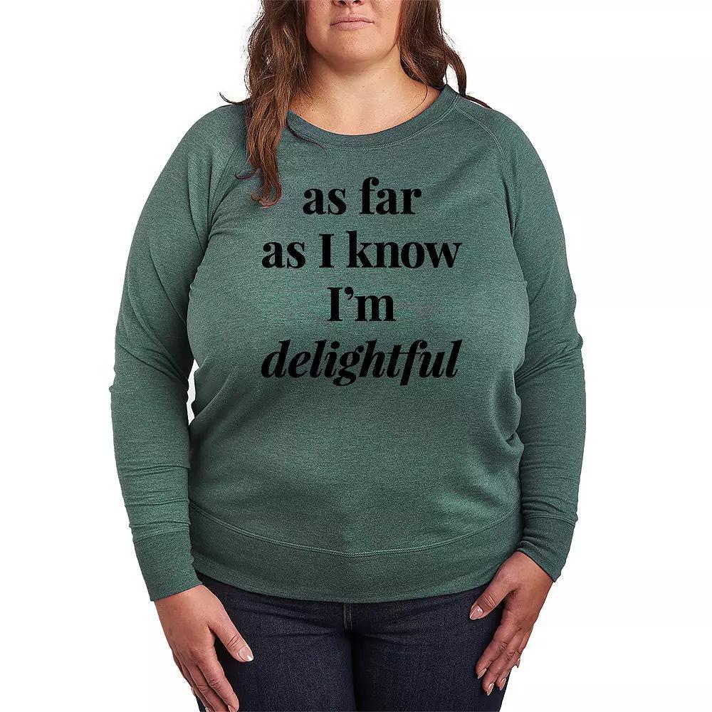 Plus Size As I Know I'm Delightful French Terry Long Sleeve Tee, Women's, Size: 4XL, Grey Green Product Image