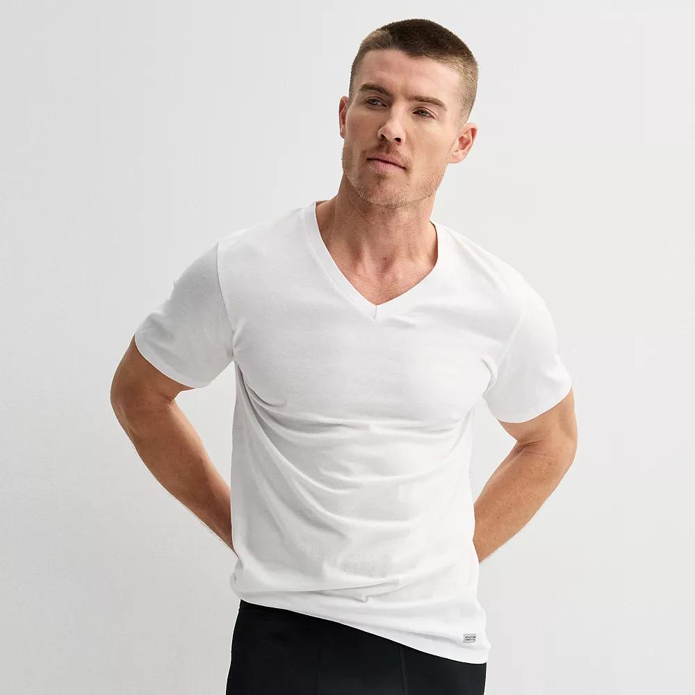 Men's Kenneth Cole Reaction Cotton V-Neck Undershirts 3-Pack, Size: Large, White Product Image