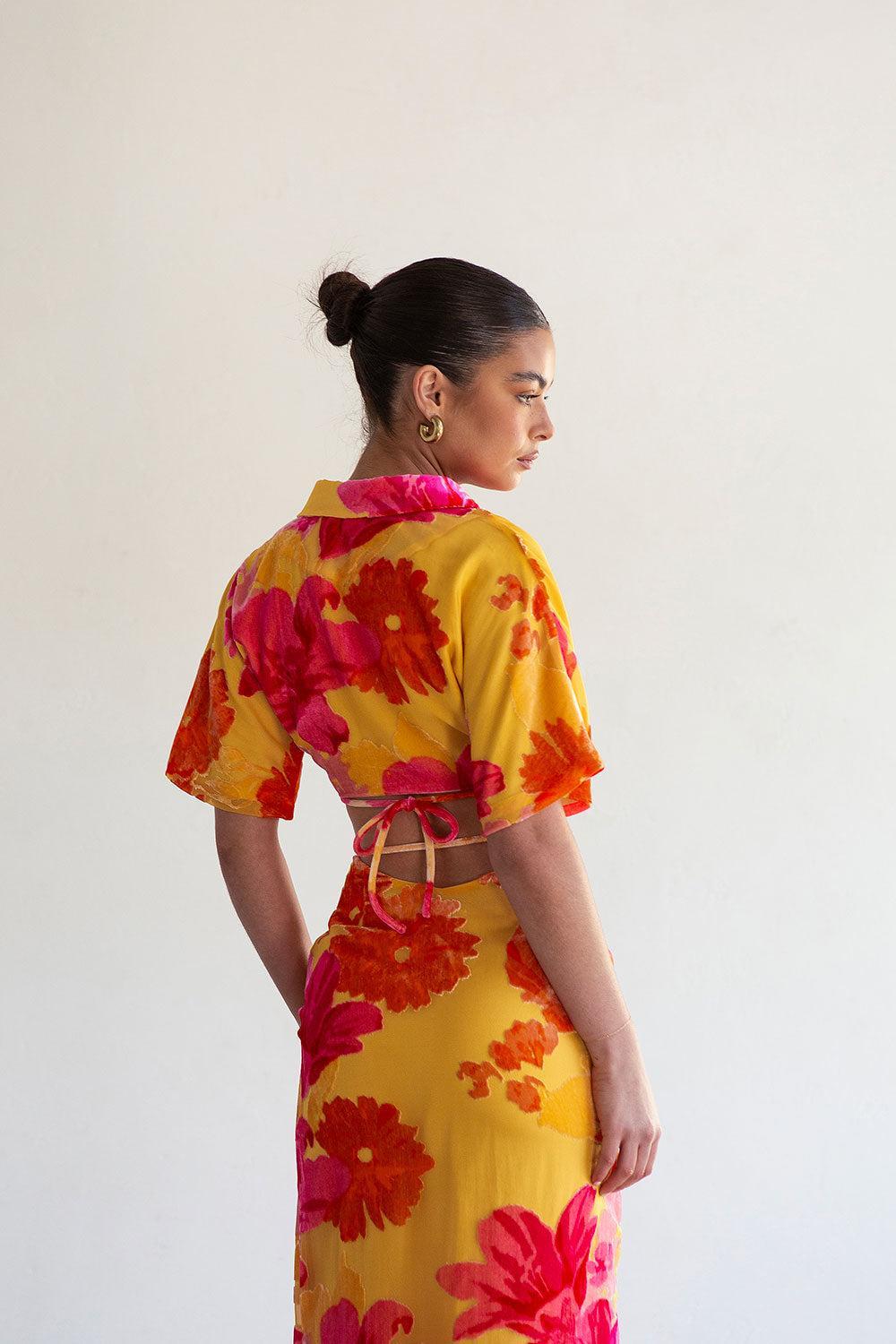 Sorrenta Wrap Top - Floreale Sunny Product Image