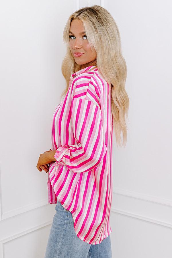 Stripe Along Satin Button Up Product Image