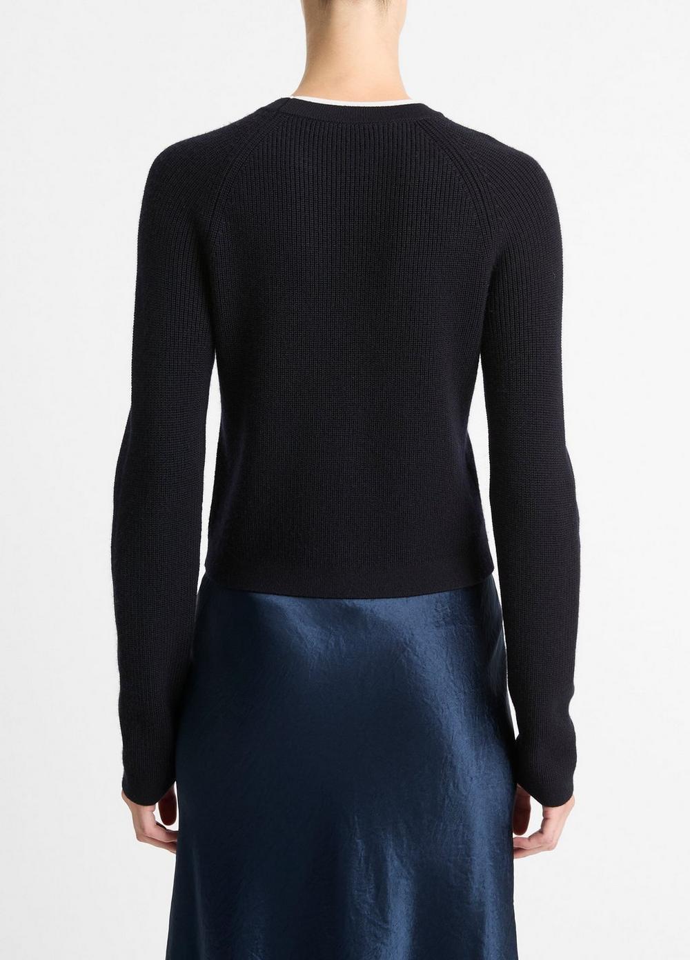 Womens Wool-Cashmere Double-Neck Sweater, Coastal Blue/off White, Size XXS Vince Product Image