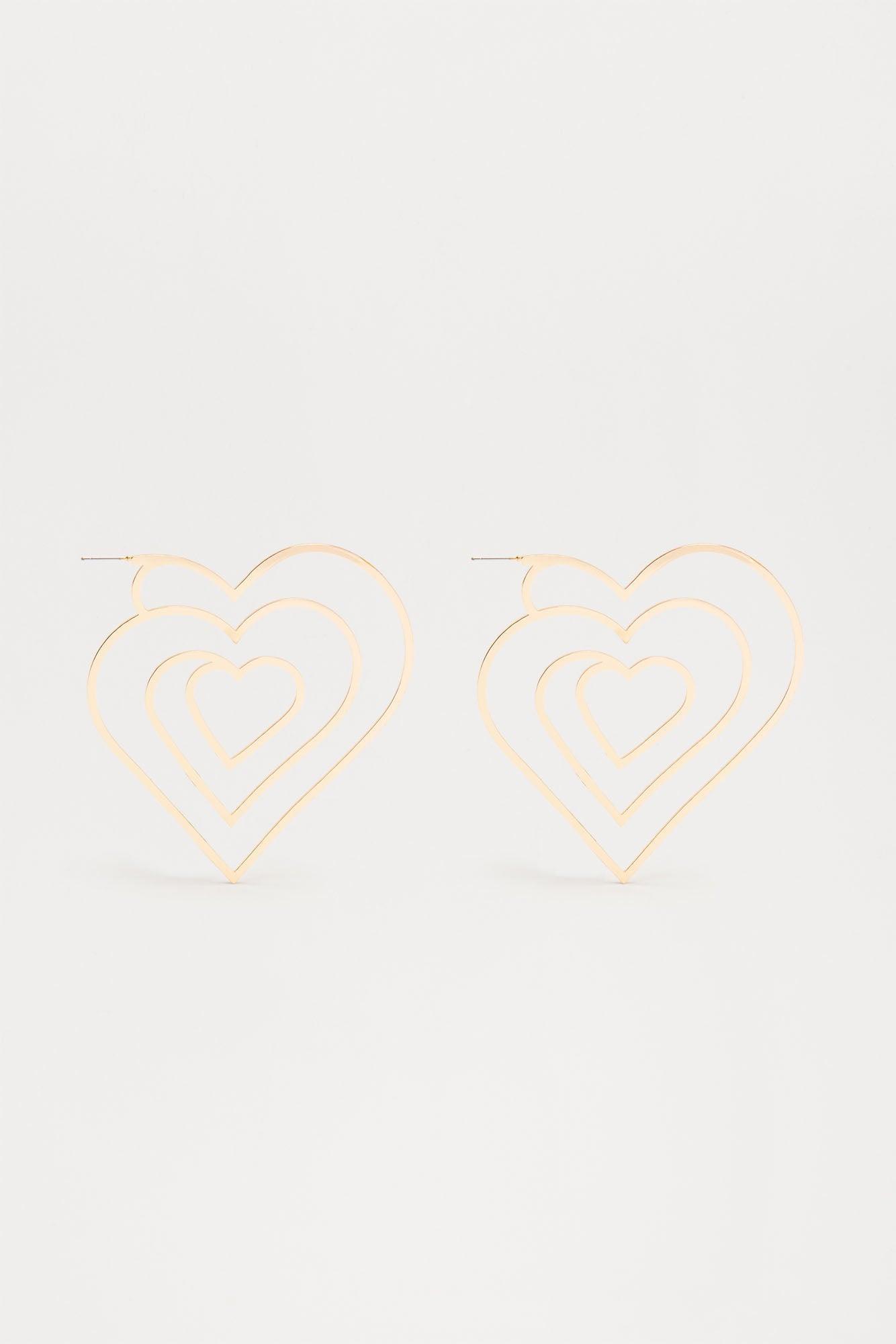 Heart Beat Beauty Earrings - Gold Product Image