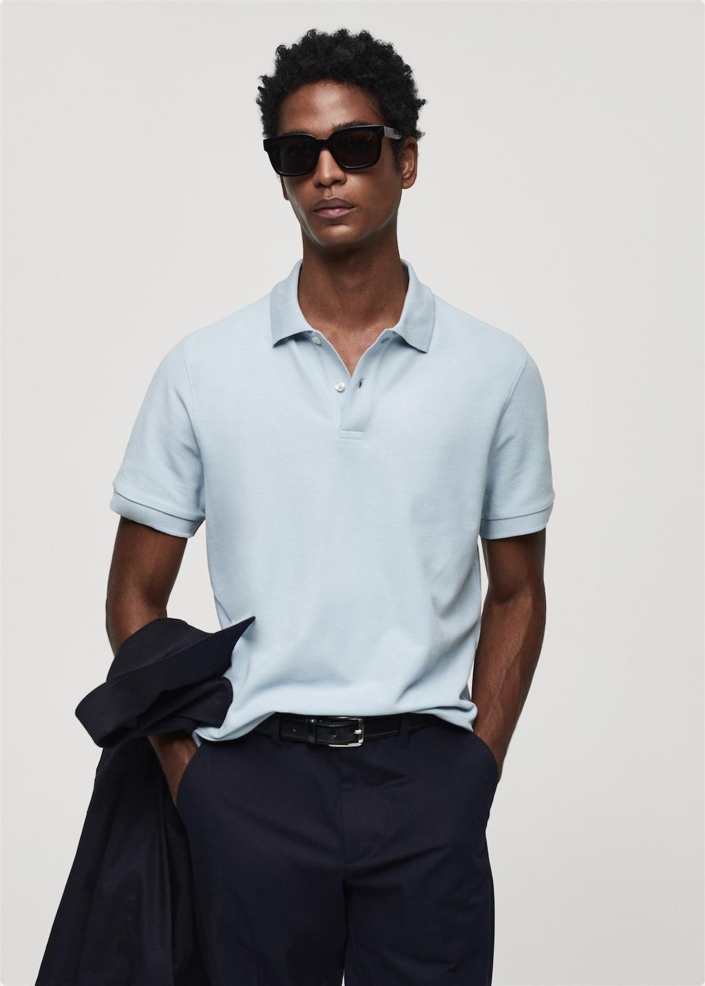 100% cotton pique polo shirt - Men | MANGO USA Product Image