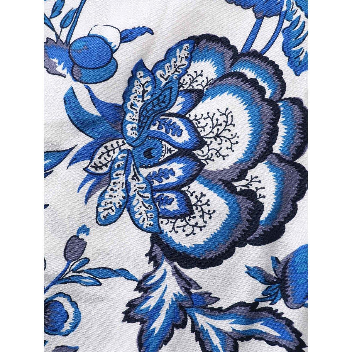 Plus Size Mediumblue Rayon Floral Print Lined Pockets Jumpsuit Women Sleeveless Square Neck Vacation Loose Jumpsuits BloomChic 26/4X Product Image