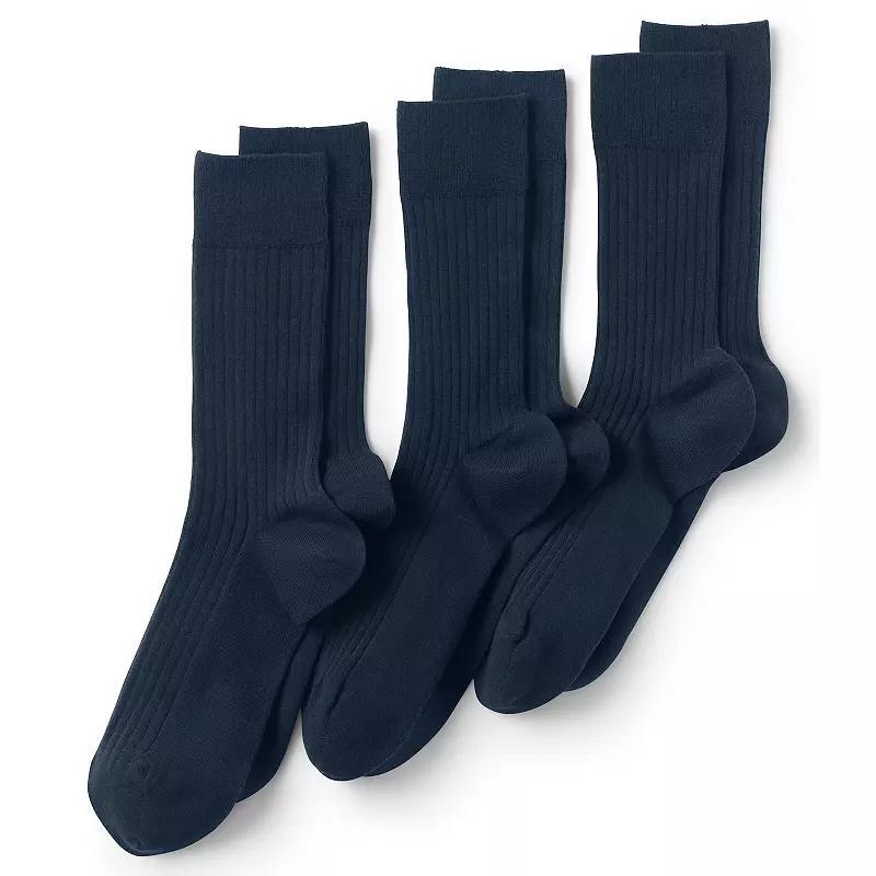 Men's Lands' End Seamless-Toe Cotton 3-Pack Dress Socks, Size: Large, Radiant Blue Product Image