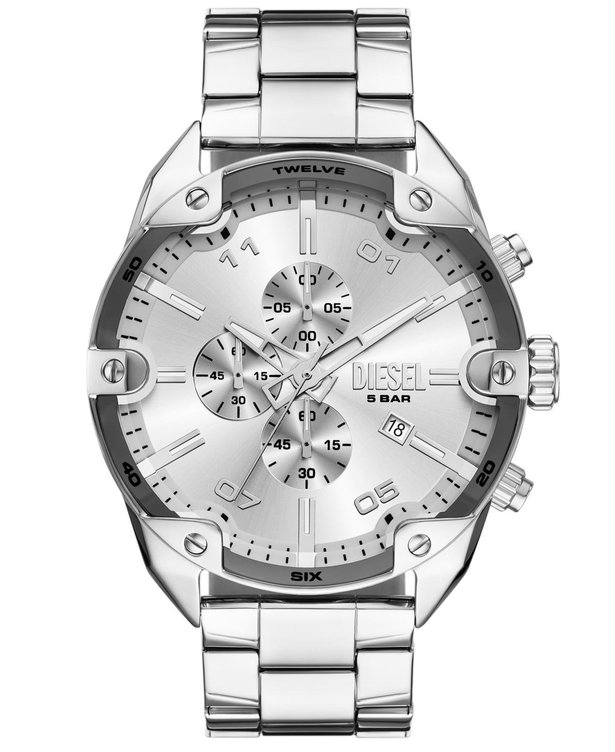 DIESEL Men's Spiked Quartz Chronograph Silver Stainless Steel Watch, 49mm Product Image