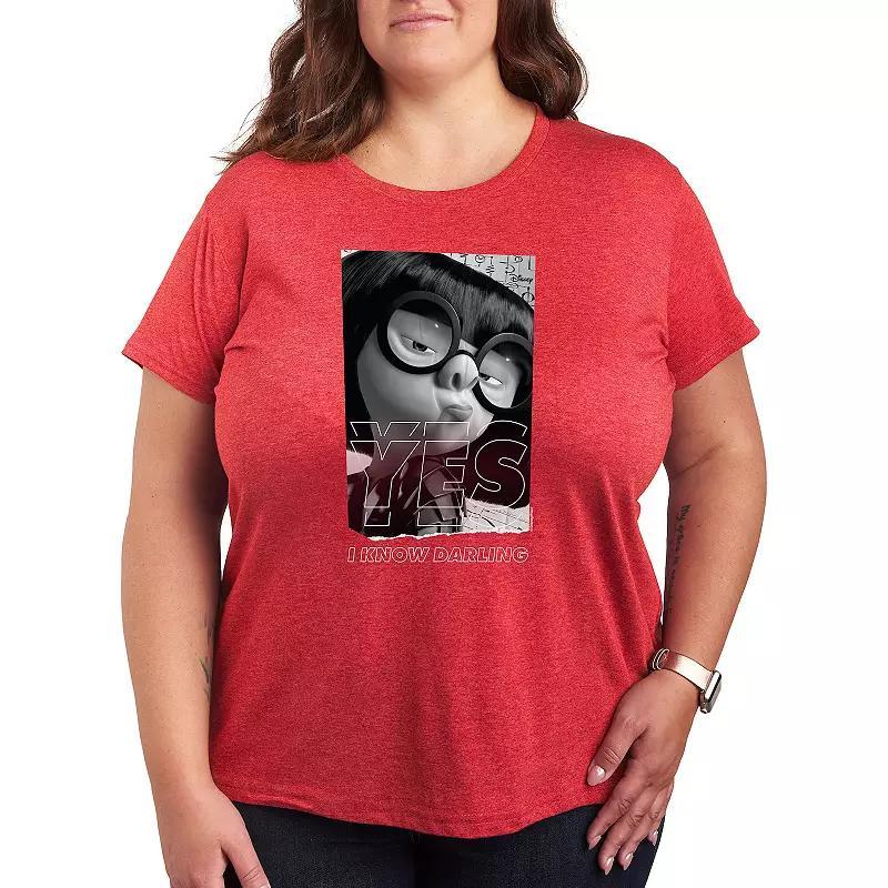 Disney / Pixar's The Incredibles Edna Plus Yes Darling Graphic Tee, Women's, Size: 2XL, Grey Red Product Image