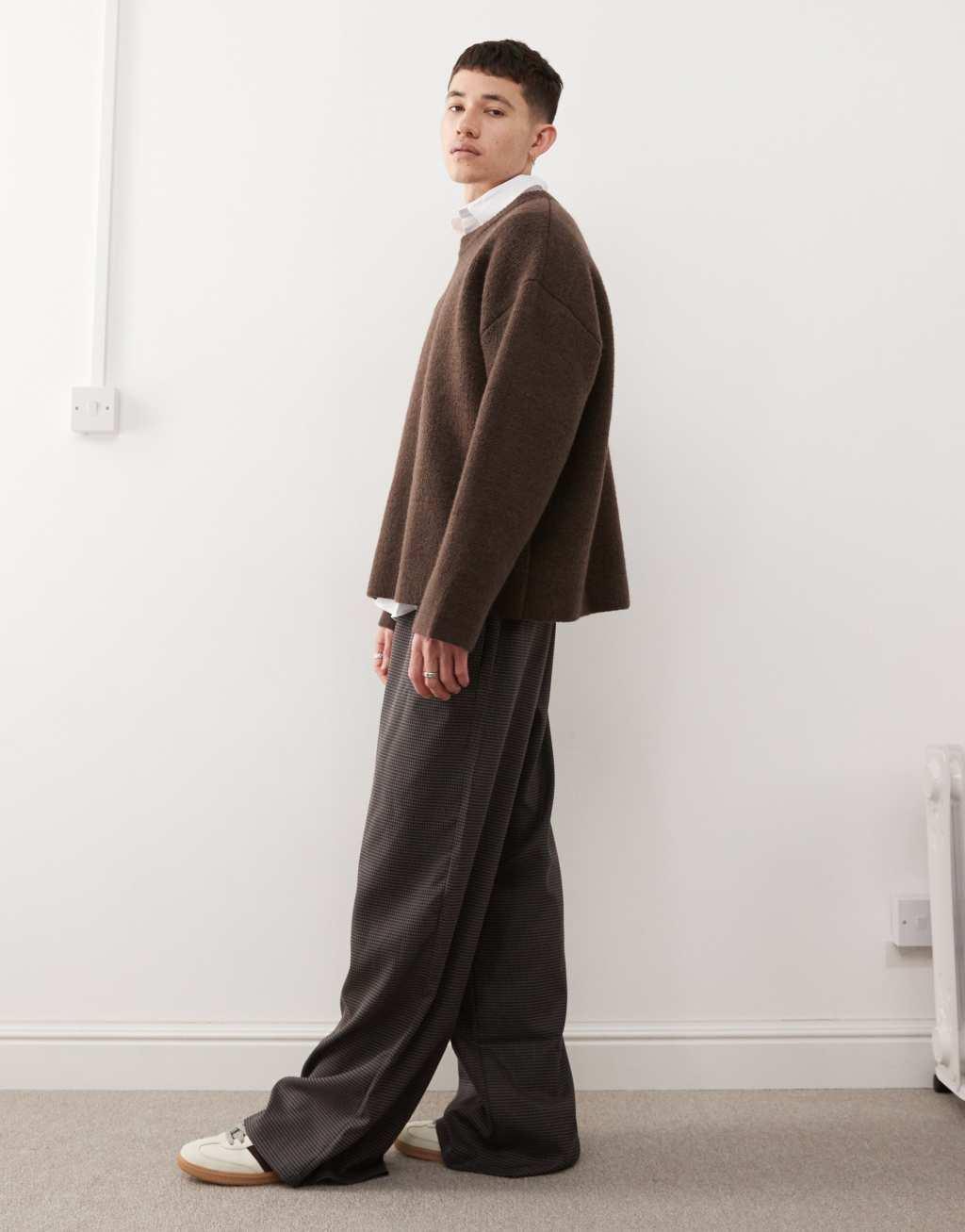 Weekday Teo wool blend oversized sweater in brown Product Image