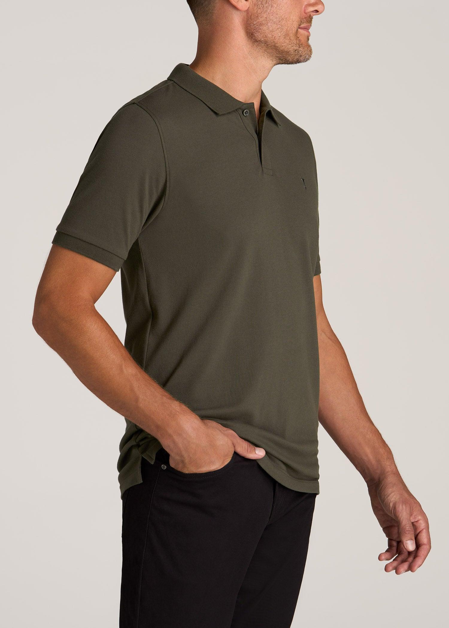 Men's Tall Classic Polo with Embroidered Logo in Grey Blue Product Image