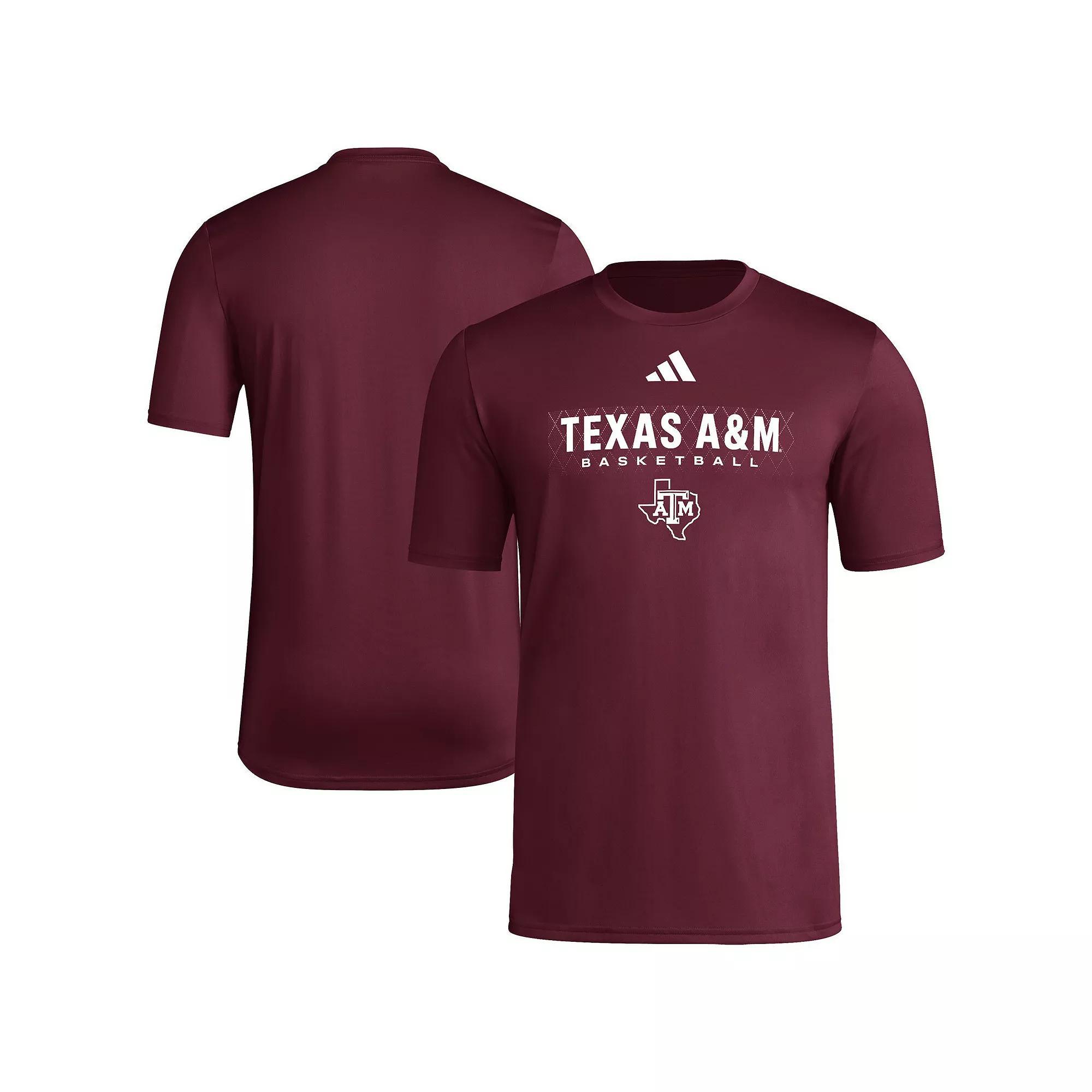 Men's adidas Maroon Texas A&M Aggies Locker On-Court In The Fade Pregame AEROREADY T-Shirt, Size: Medium, Red Product Image