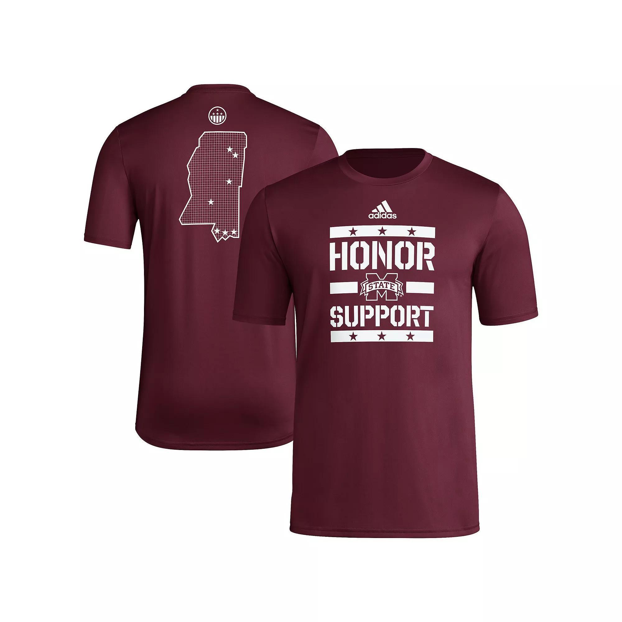 Men's adidas Maroon Mississippi State Bulldogs Honor & Support Pre-Game T-Shirt, Size: XL, Mst Red Product Image