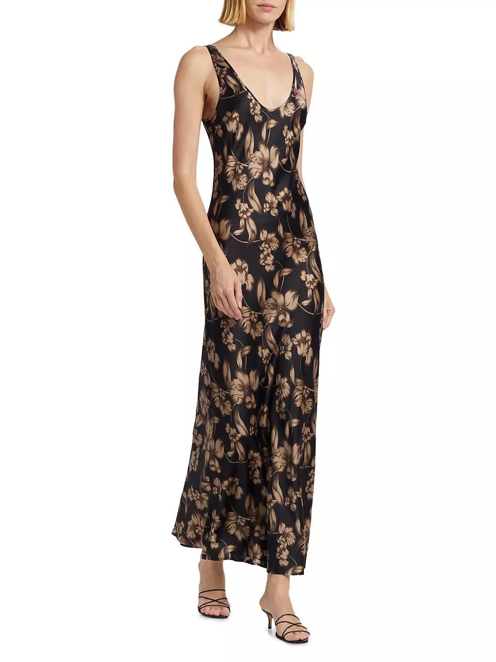 Clare Floral Silk Slip Gown Product Image