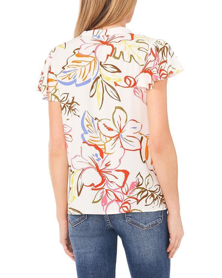 V-Neck Shirred Flutter Sleeve Blouse Product Image