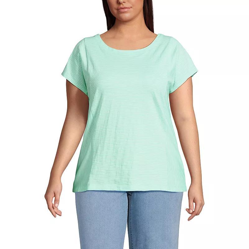 Plus Size Lands End Short Sleeve Slub Wedge T-Shirt, Womens Product Image