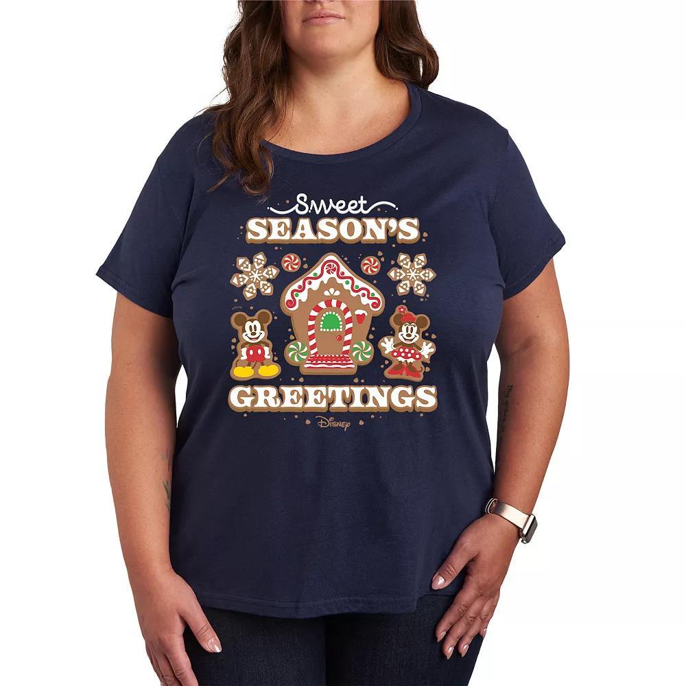 Disney's Mickey & Minnie Mouse Plus Size Sweet Seasons Greetings Graphic Tee, Women's, Size: 1XL, Blue Product Image