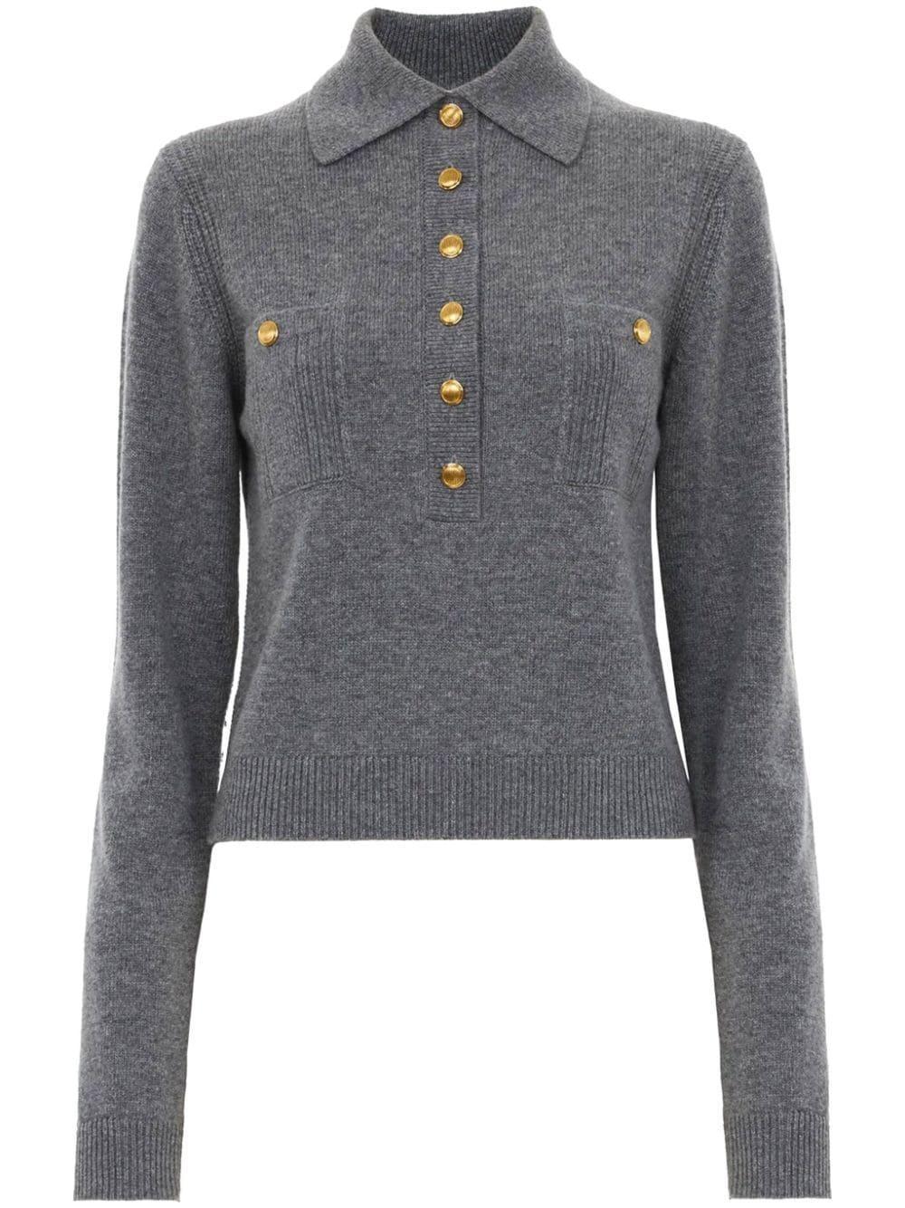 Pullover Polo In Lana E Cashmere In Grey Product Image