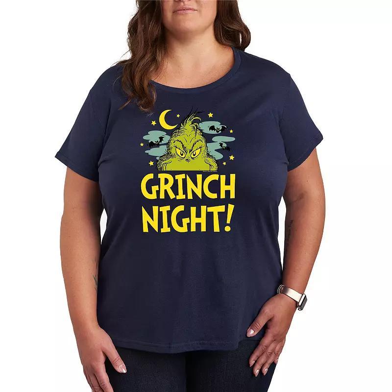 Plus Size Dr. Seuss Grinch Night Halloween Graphic Tee, Women's, Size: 2XL, Blue Product Image