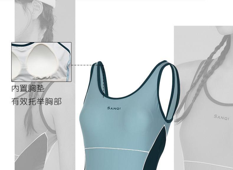 Sleeveless Color Block Swimsuit Product Image