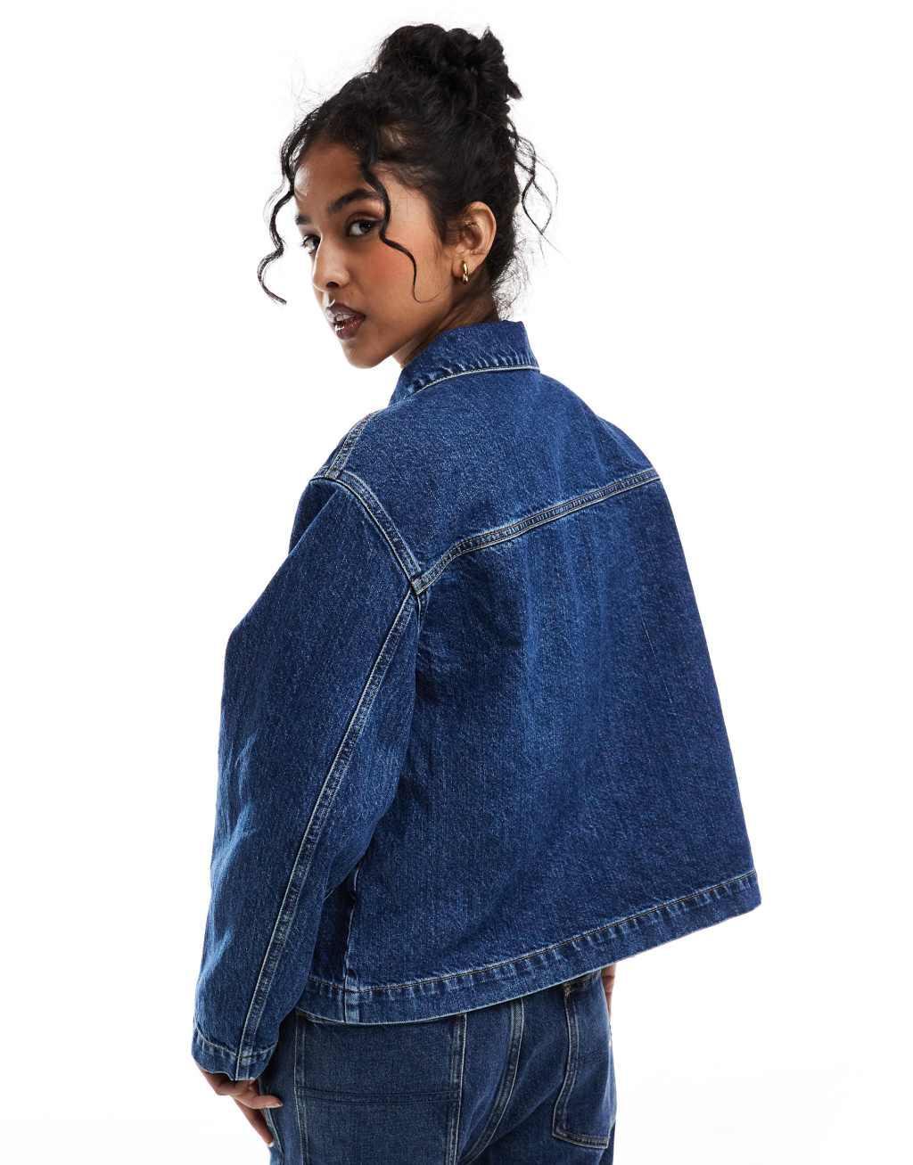 ASOS DESIGN denim utility jacket in indigo Product Image