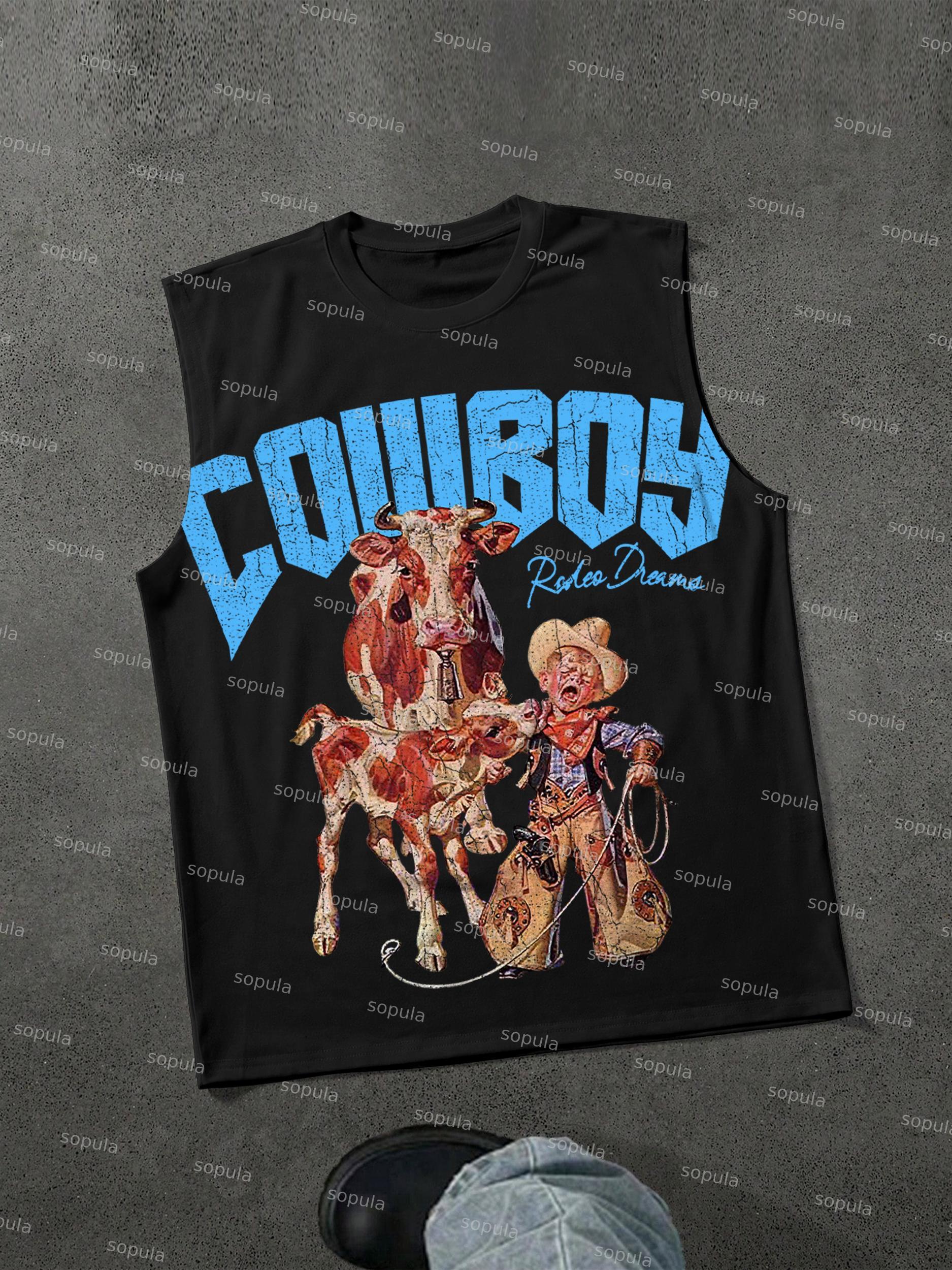 Rodeo Cowboy Fun Graphic Print Tank Top Product Image