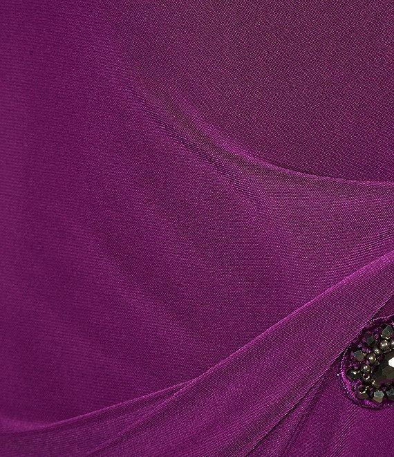 Alex Evenings Off-the-Shoulder Short Sleeve Stretch Matte Jersey Ruched Gown Product Image