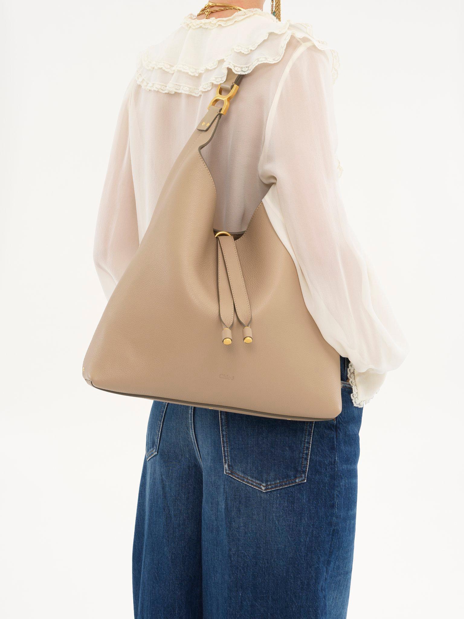 Marcie hobo bag in grained leather Product Image