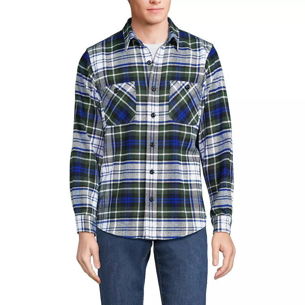 Men's Lands' End Traditional-Fit Rugged Flannel Button-Down Shirt, Size: Medium, Red Ivory Plaid Product Image