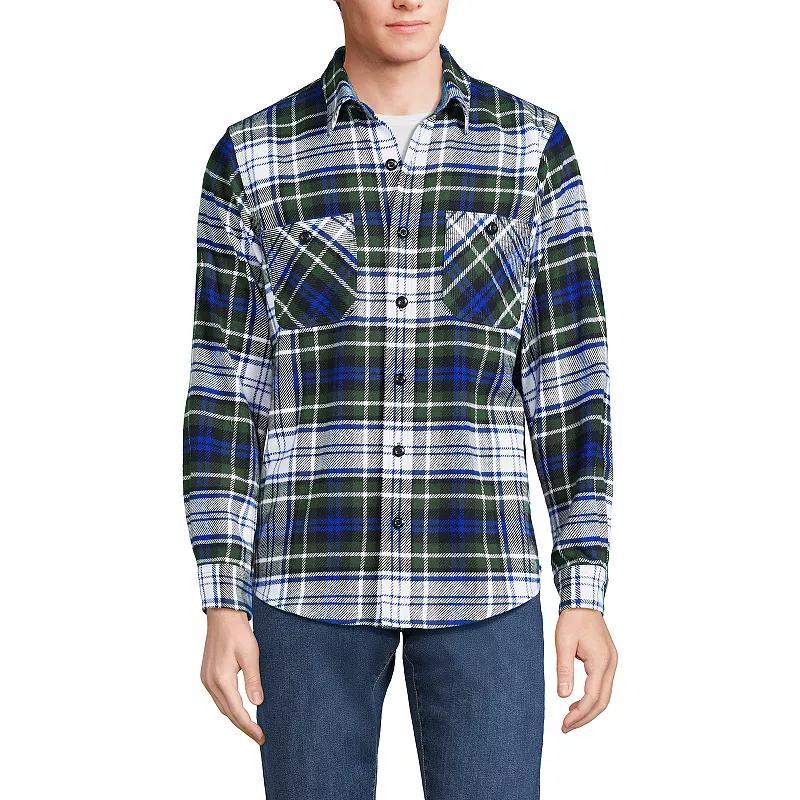 Men's Lands' End Traditional-Fit Rugged Flannel Button-Down Shirt, Size: Medium, Red Ivory Plaid Product Image