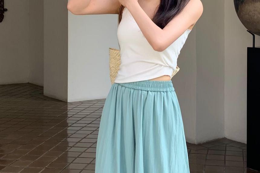 Elastic Waist Plain Culottes Product Image