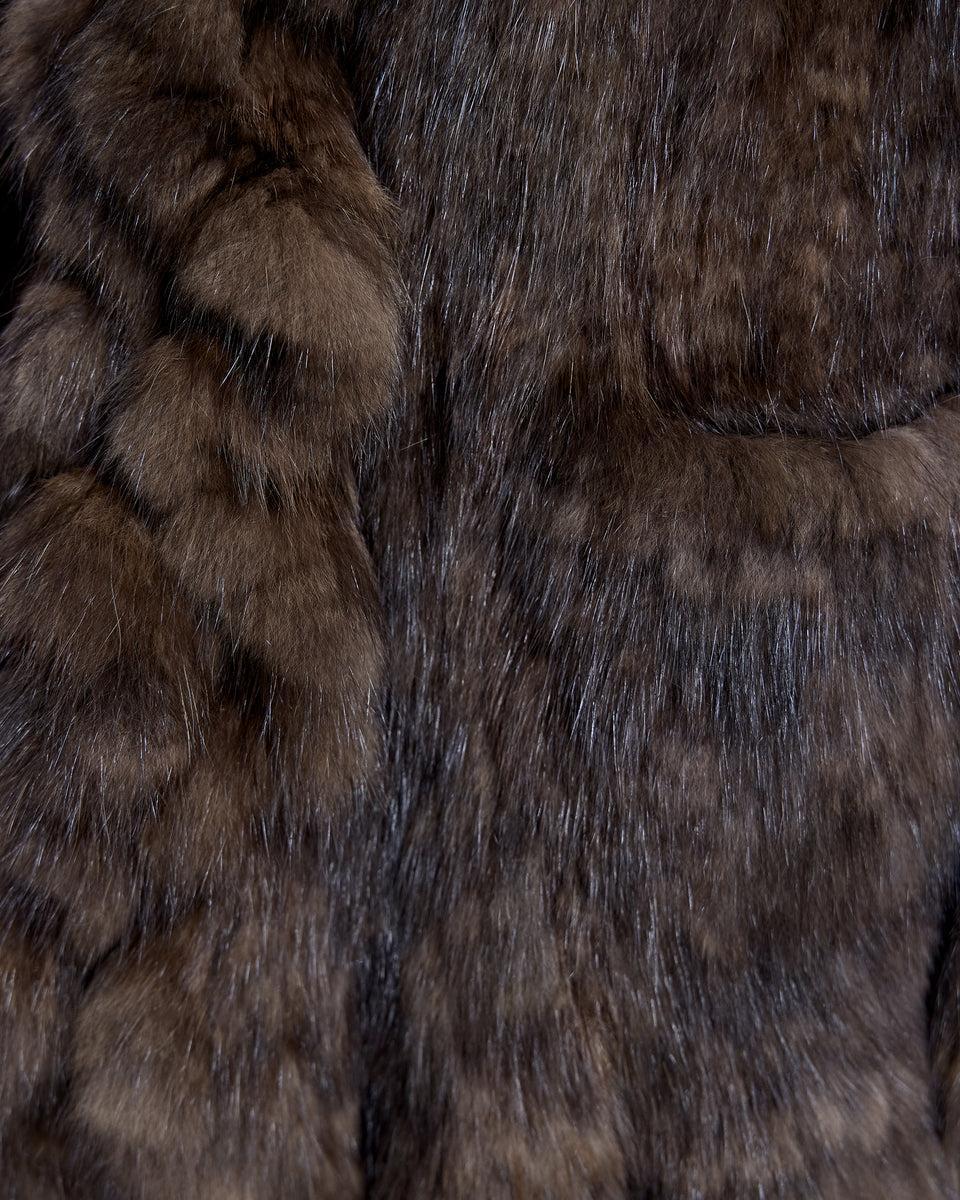 Knitted Sable Stole with Ruffle Trim Product Image