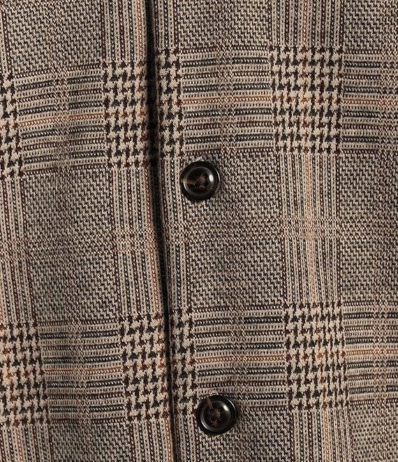 Roundtree & Yorke Long Sleeve Medium Plaid Knit Button Front Shirt Product Image